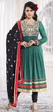 Green Black Georgette Crepe Blend Unstitched Dress Material