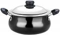 Vinod Pearl Hard Anodised Handi with Stainless Steel Lid, 5 L, Black
