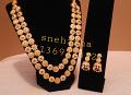 Traditional Indian One Gram Double Strand Temple Necklace Set