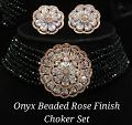 Stunning Onyx Beaded Rose Finish Choker Set || Jewelry Set Stunning Onyx Beaded Rose Finish Choker Set || Jewelry Set