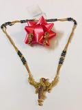 Mangalsutra Thick Necklace Set with Black Beads & Golden Chain Mangalsutra Thick Necklace Set with Black Beads & Golden Chain