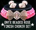 Gleaming Onyx Beaded Rose Finish Choker Set || Jewelry Set Gleaming Onyx Beaded Rose Finish Choker Set || Jewelry Set