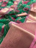 Pure Organza Saree 5 Metres W/ Unstitched Blouse Piece 60 cm Pure Organza Saree 5 Metres W/ Unstitched Blouse Piece 60 cm