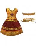 Merron Yellow Pattu Pavada w/ Hip Belt 6-7 Years (28" Chest) Merron Yellow Pattu Pavada w/ Hip Belt 6-7 Years (28" Chest)