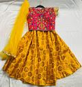 Cotton Lehanga w/ Zari Work Embrodery on Blouse & Net Duppatta 36"