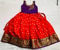 Organza pattu gown red with purple combination 28 size