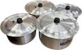 Global Metal Finish Aluminum 4 Pcs Sonex Cooking Pots w/ Lids - #7 to 10