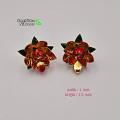 Silver flower- red enamel flower -Silver Pooja Items for Home, Return Gift 