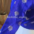 Rawsilk royal blue color with zari weave lotus motif custom blouse