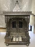 Wooden Mandir German Oxidized Silver Finish Plating & Doors 20x13x36 Inches