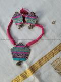 Colorful Zari necklace-earrings set - party wear - Boho Chic - ethnic wear 