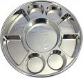 100 Pcs 9 Compartment Disposable Silver Plates - Indian Thali Plastic Tray