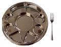 100 Disposable Stainless Steel 9 Compartment Thali & Forks for Indian Food, Wedding, Langar