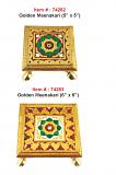 Small Traditional Design Golden Meenakari Bajot / Chowki / Chowrang 5" & 6"