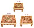 Handcrafted Chowki, Golden Meenakari Puja Bajot Chowrang 12" - 18' 
