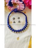 Oxidized Neckalce Blue Beads Thread Jewelry Dori Necklace