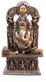 Antique Design Intricately Carved Solid Brass Large Ganesha Statue 18.5