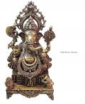 Solid Brass Metal Intricately Carved Large Ganesha Statue 27" Solid Brass Metal Intricately Carved Large Ganesha Statue 27"