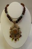 Brown & Stone Gold Plated Pendant Set