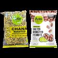Aara Roasted Chickpeas (Unsalted) + Aara Khari Sing with Husk - 14oz Each | Protein & Fiber-Rich Combo | Healthy Indian Snacks | 2-Pack