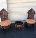 Handcrafted Ethnic Design Peerah Chairs Set w/ Coffee Table (3 pcs)