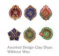Handmade Assorted Design Painted Bulk Clay Diyas for Diwali 192 Pcs