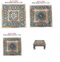Puja Chowki, Oxidized Silver Engraved Bajot w/ Copper Trim 12" - 18'