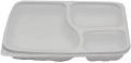 Plastic 3 Compartment Disposable Meal Tray With Lid - 200pcs