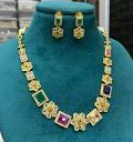 Multi-Color Floral Stone Necklace with Earrings!!!!