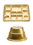 11 Compartment Disposable Gold Plates - Indian Thali Plastic Tray - 200 w/ Bowl