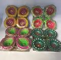 18 Sets / 72 Pcs Fancy Decorative Clay Diwali Diya w/ Free Wick 18 Sets / 72 Pcs Fancy Decorative Clay Diwali Diya w/ Free Wick