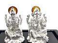 Beautiful Design 999 Pure Silver Ganesh & Lakshmi Statue (#15)