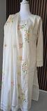 Mul cotton 3 pc handpainted suit / Cream White Straight Salwar Suit Mul cotton 3 pc handpainted suit / Cream White Straight Salwar Suit