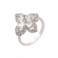 Silver Plated Cocktail Rng w/ Clear Cubic Zirconia & Crystals Sizes 6-9