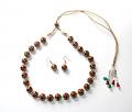 Indian Red, Green & Gold Beads Handmade Jewelry Set
