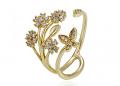 Art Deco Adjustable Size CZ Cocktail Ring w/ CZ Crystals