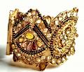 Meenakari Gemstone Multicolor Indian Kada / Hinged Bracelet Bangle w/ Pin