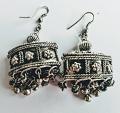 Silver Finish Oxidized Silver Plated Ethnic Jhumka Earrings