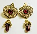 Jadau Kundan Meenakari Red Crystals Jhumka Earrings