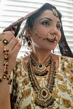 Indian Bridal Red & Green Crystals Jewelry Set 6 pcs w/ 22K Gold Plating