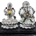 Intricate Design 999 Pure Silver Ganesh & Lakshmi Statue for Puja (#08)