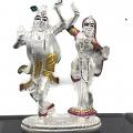 Carved Intricate Design 999 Pure Silver Radha Krishna Statue (#02)