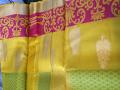 Kancheepuram Silk Saree, Light Weight Temple Sari in Yellow Green Kancheepuram Silk Saree, Light Weight Temple Sari in Yellow Green