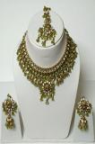 Green & Gold Color Stone Studded Kundan Set