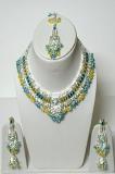 Yellow & Blue w/ Silver Color Stone Studded Pendant Set