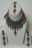 Black Color antique finish set w/ Multi color Stones Studded Pendant Set