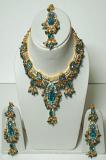 Blue heavy stones & Gold Color Stone Studded Pendant Set