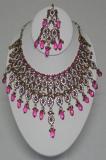 Magenta fashion Color Stone Studded Necklace Set