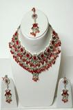 Red & Antique Silver Color Stone Studded Pendant Set Red & Antique Silver Color Stone Studded Pendant Set