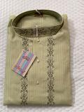 Green Cotton Embroidered Kurta Pajama For Boys 3 - 13 Years